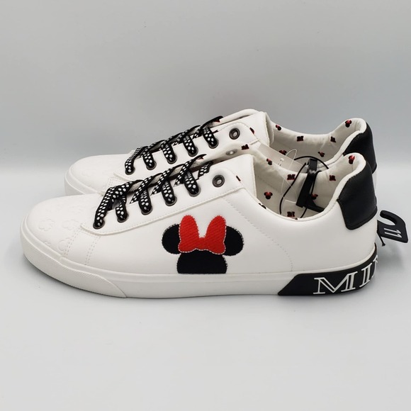 Disney Shoes - Disney Minnie Mouse Low-top White Black Red Court Sneakers Shoes Women's Size 11